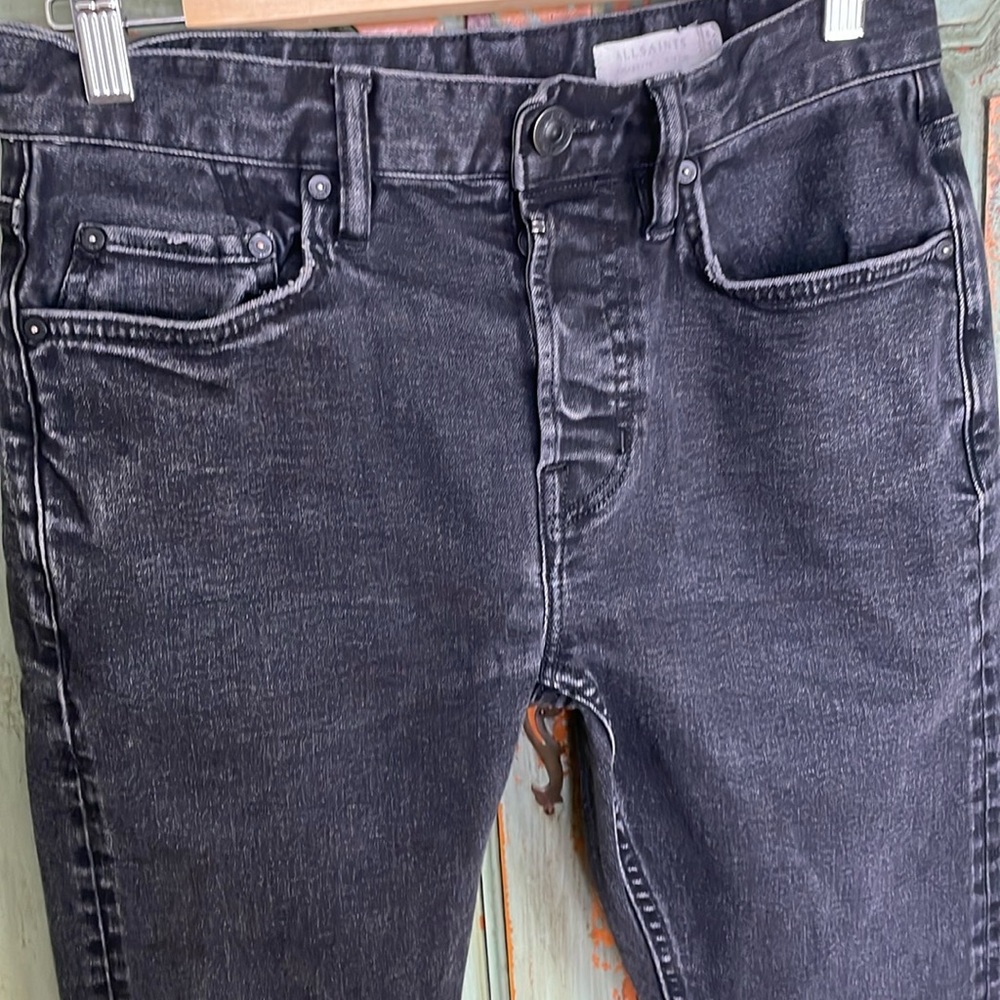 All Saints Men’s Black Cigarette Jeans, Size 28